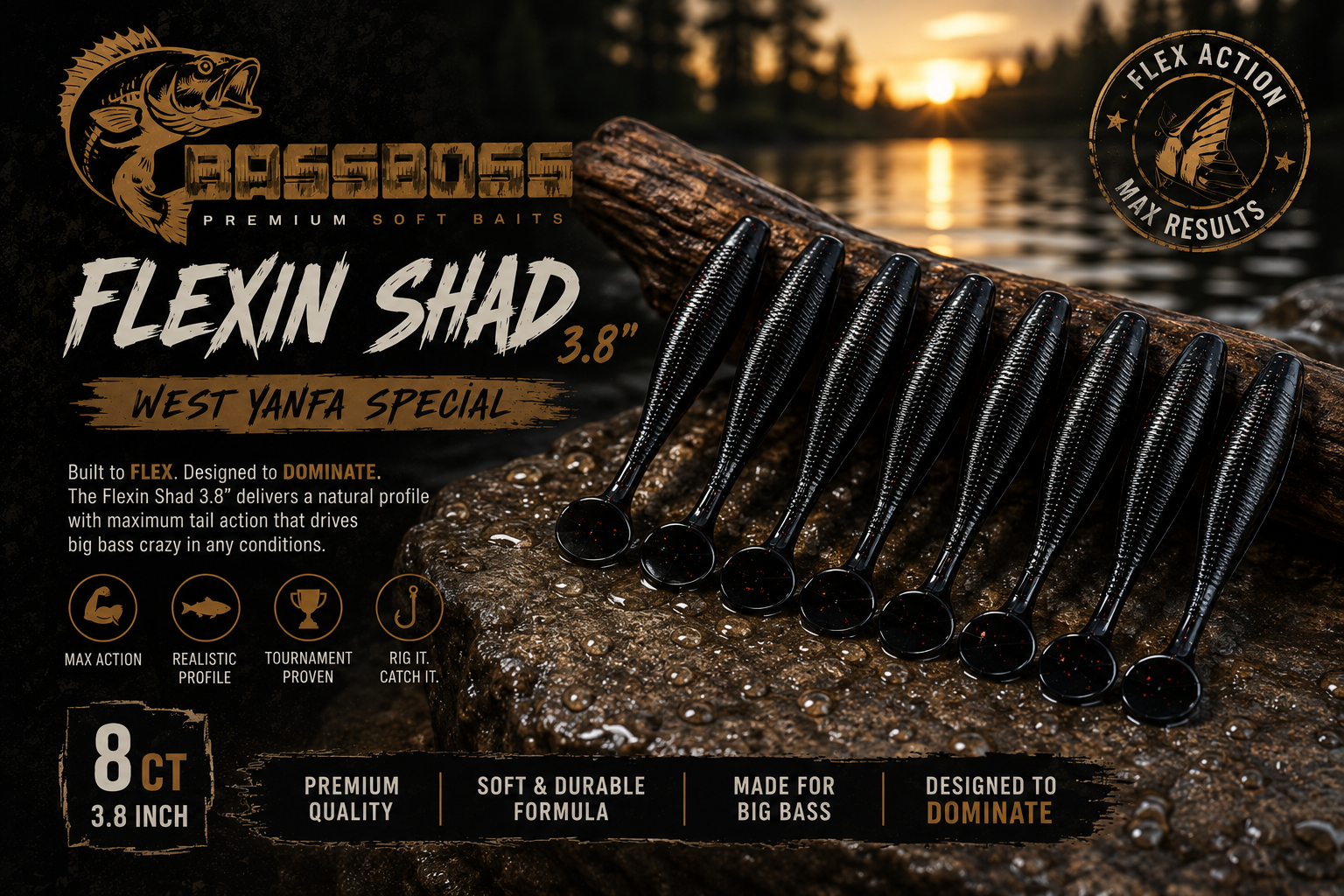 Flexin Shad 3.8" ~West Yanfa Special~ 8ct.