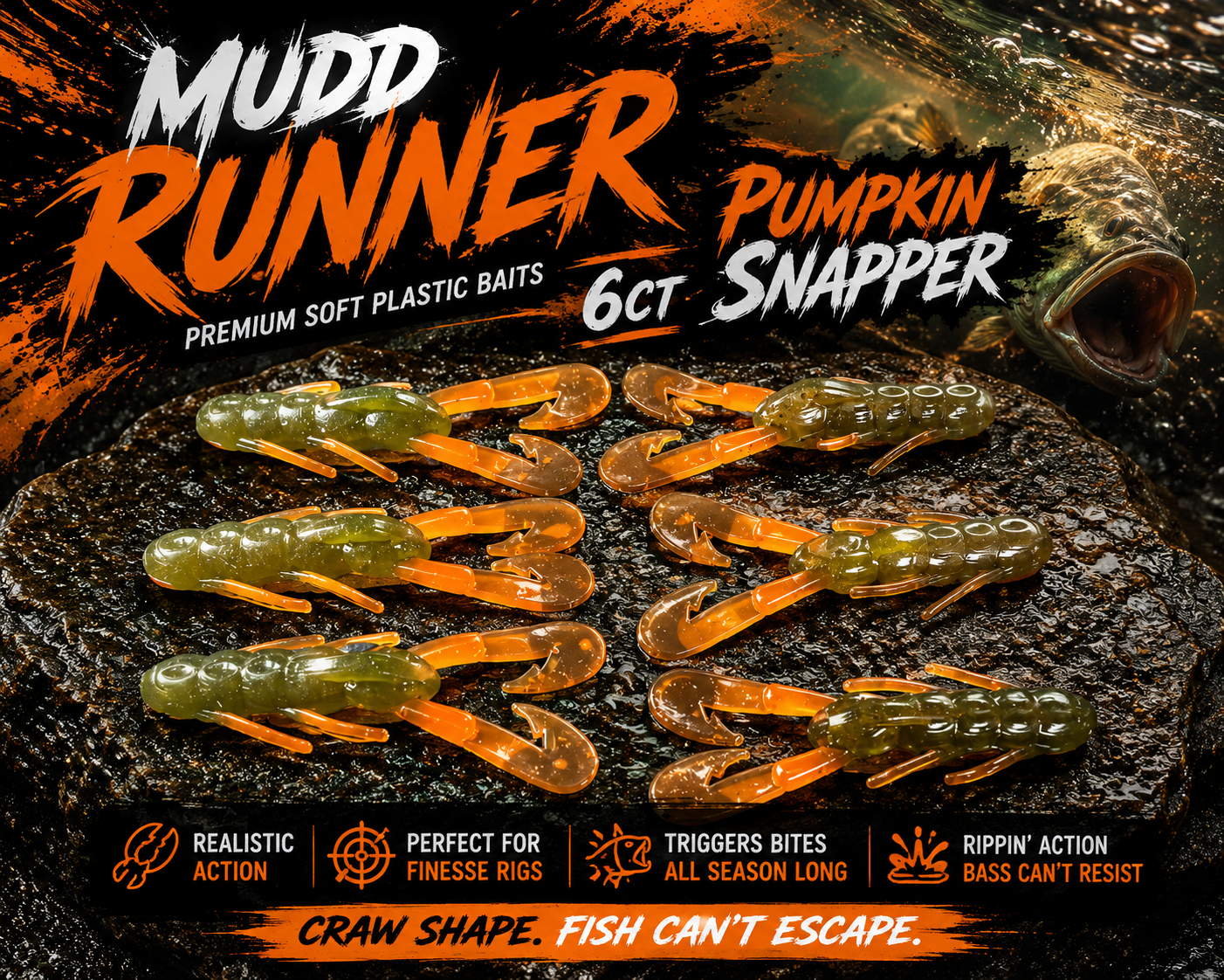 Mudd Runner "Pumpkin Snapper" ~ 6ct.