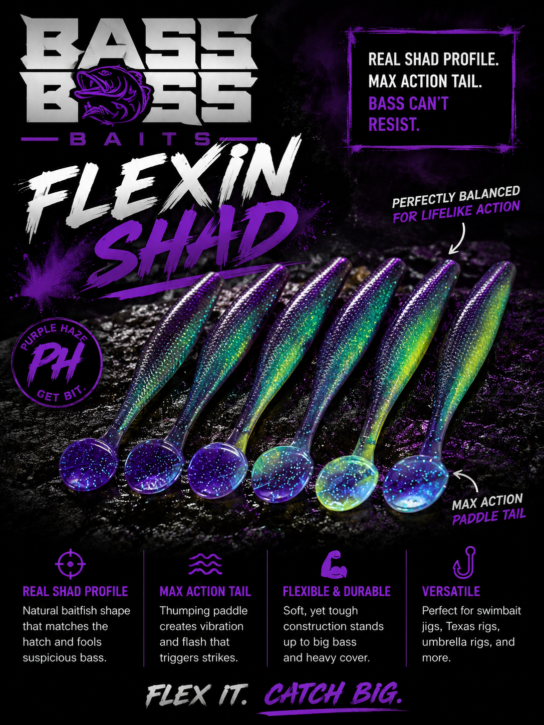 Flexin Shad 3.8 ~Purple Haze~ 8ct.