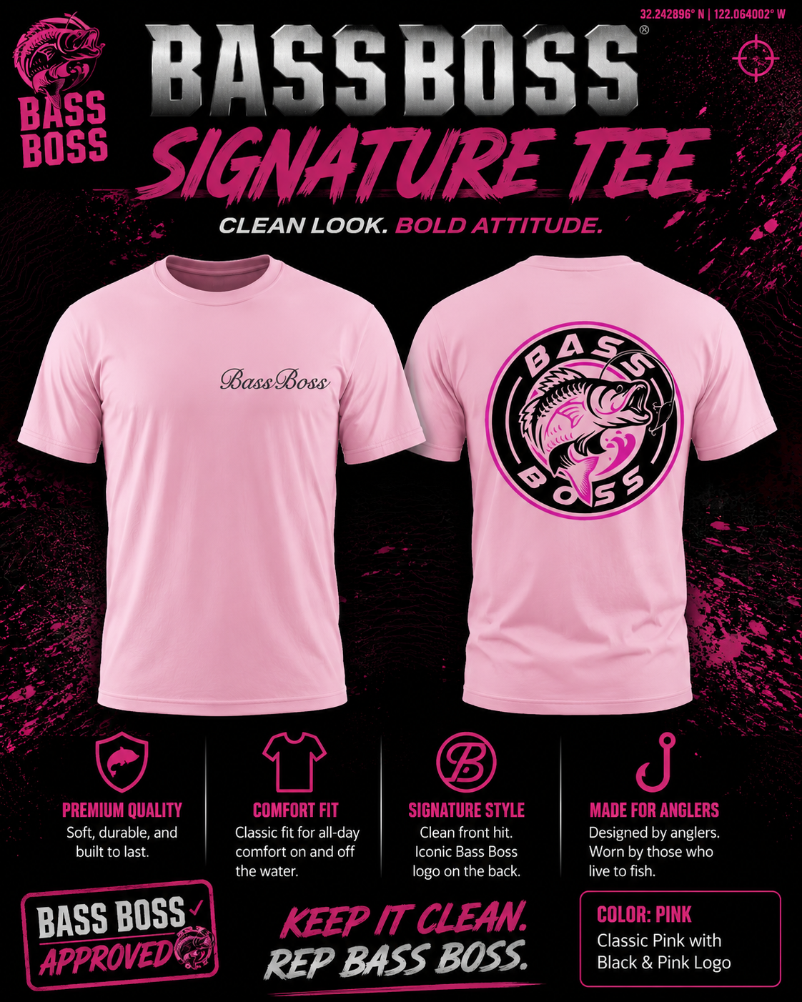 BassBoss Pink Signature Tee
