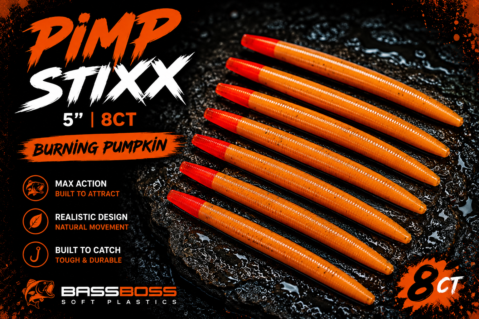 Pimp Stixx 5in. ~Burning Pumpkin" ~ 8ct.