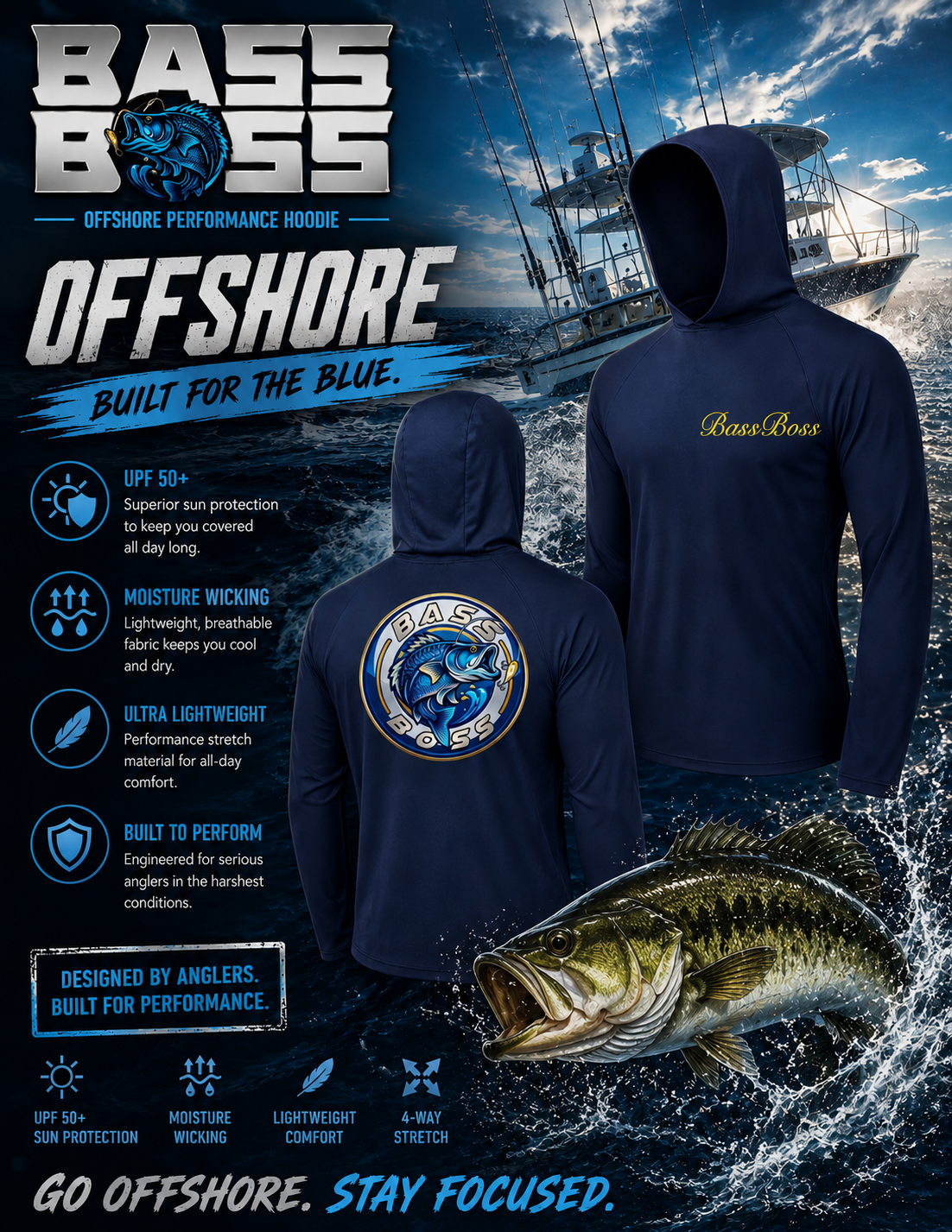 BassBoss Offshore Performance Hoodie