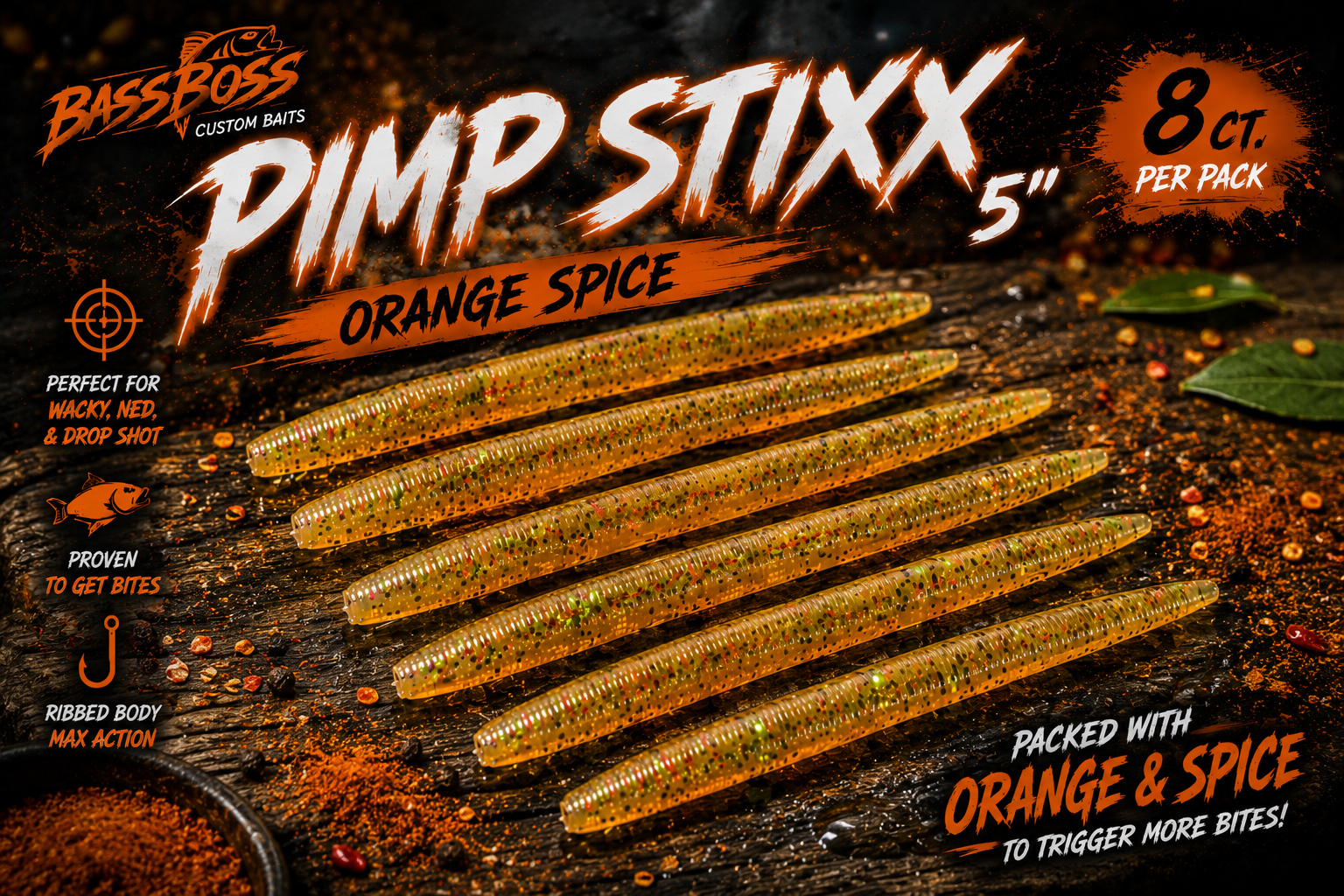 Pimp Stixx 5" ~ "Orange Spice" ~ 8ct.