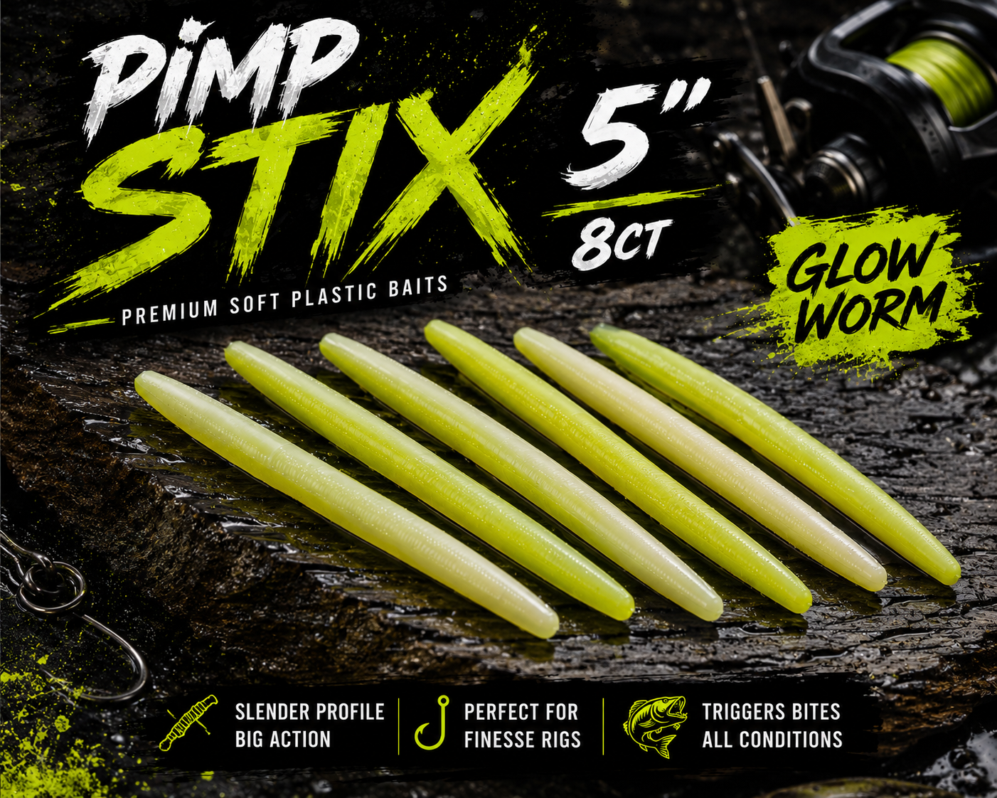 Pimp Stixx 5in. ~Glow Worm~ 8ct.