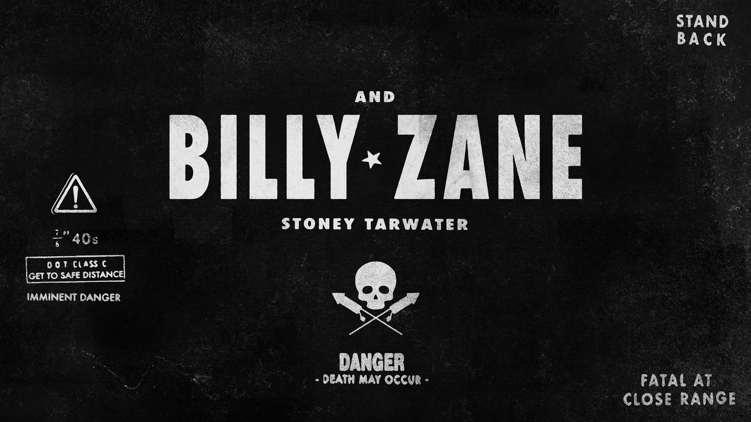 Warning sign with the text 'Bite Zone' and instructions to stand back. Additional warnings about danger, death, and close range attacks. Features a skull and crossbones graphic.