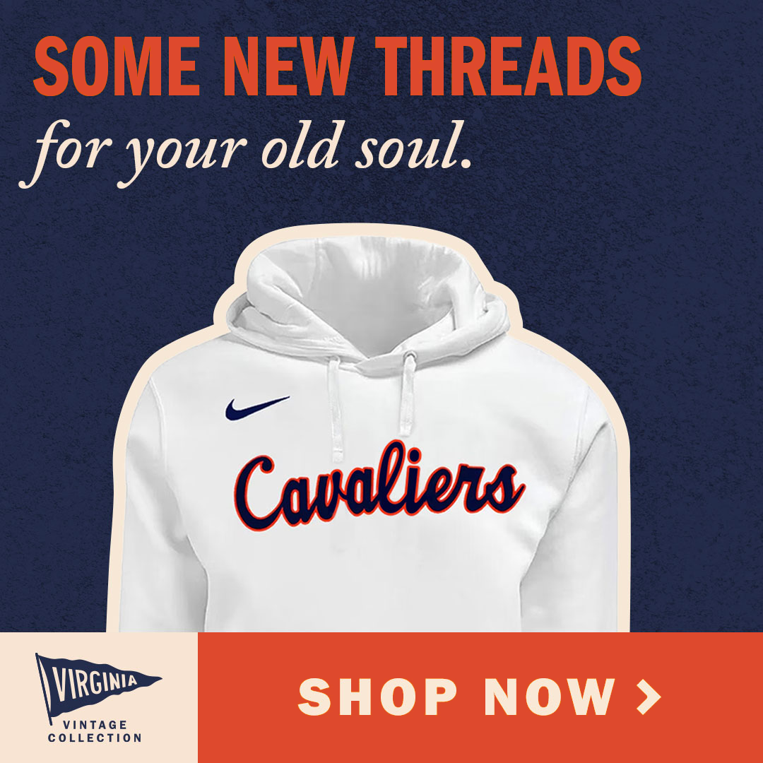 An advertisement for the Virginia Vintage Collection featuring a white hoodie with the Cleveland Cavaliers logo, a Nike swoosh, and a "Shop Now" button.