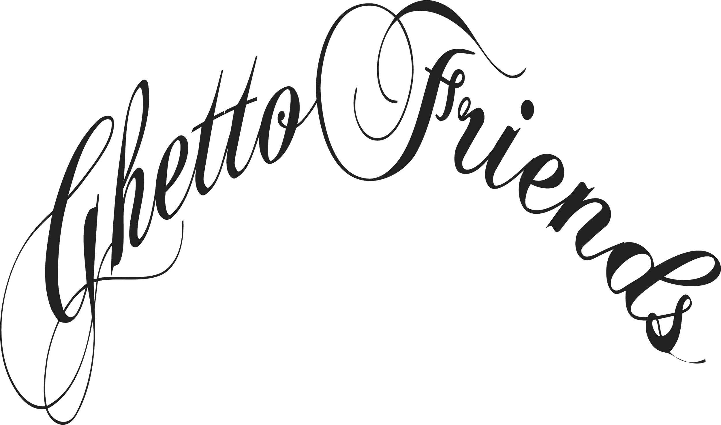 Stylized black cursive text that reads "Ghetto Friends"