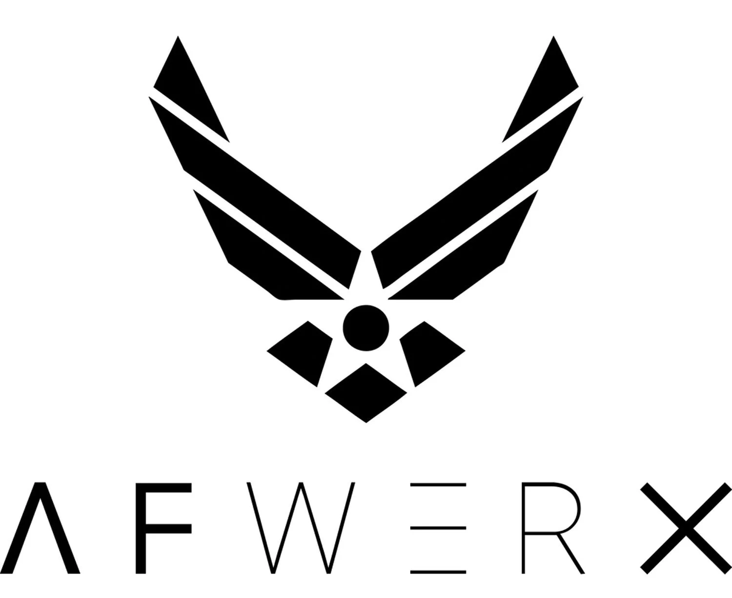 A black and white logo featuring stylized eagle wings with the word 'AWE' in sharp, modern font beneath, and a small 'X' to the right of the word.