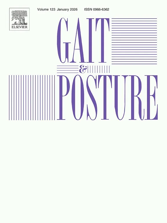 Cover of a publication titled "Gait & Posture," volume 123 from January 2026, published by Elsevier.