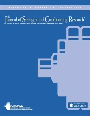 Cover of the January 2018 issue of the Journal of Strength and Conditioning Research with a stylized staircase graphic and a blue background.