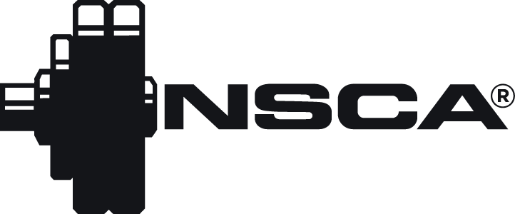 Black and white logo with an upward-pointing fist next to the letters 'NSCA'.