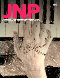 Cover of the Journal of Neurophysiology (JNP) featuring abstract artwork with black ink sketches on a textured background and bold pink 'JNP' title