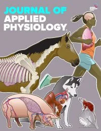 Cover of Journal of Applied Physiology featuring a woman running, a dog, a pig, a dog, and a bird.