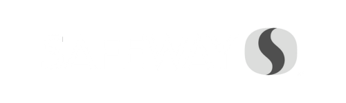 Safeway logo with white text and gray emblem on a black background.