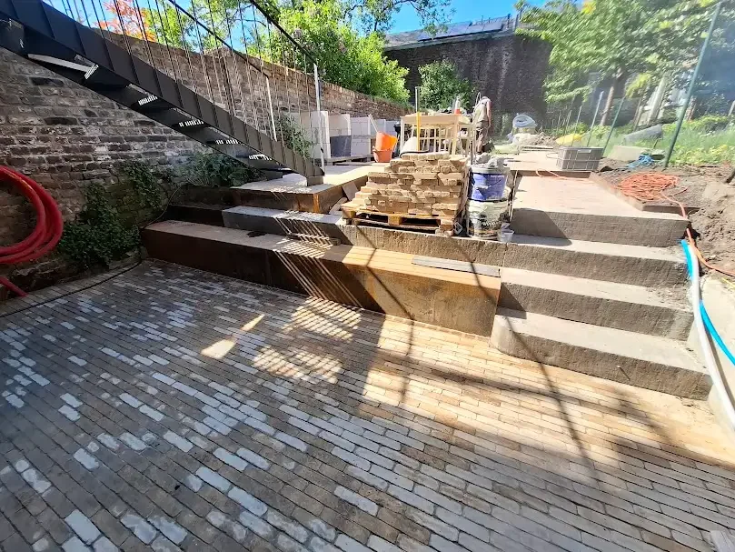 Aménagement extérieur création de terrasse Huy Marchin Clair et vert