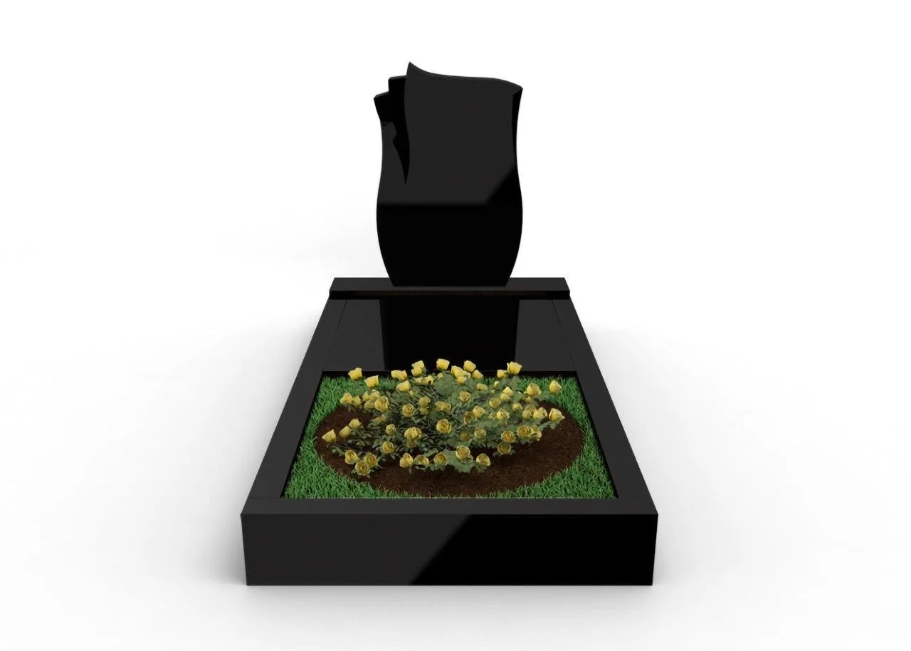 Schwarzer Grabstein vom Steinmetz in Hamburg.