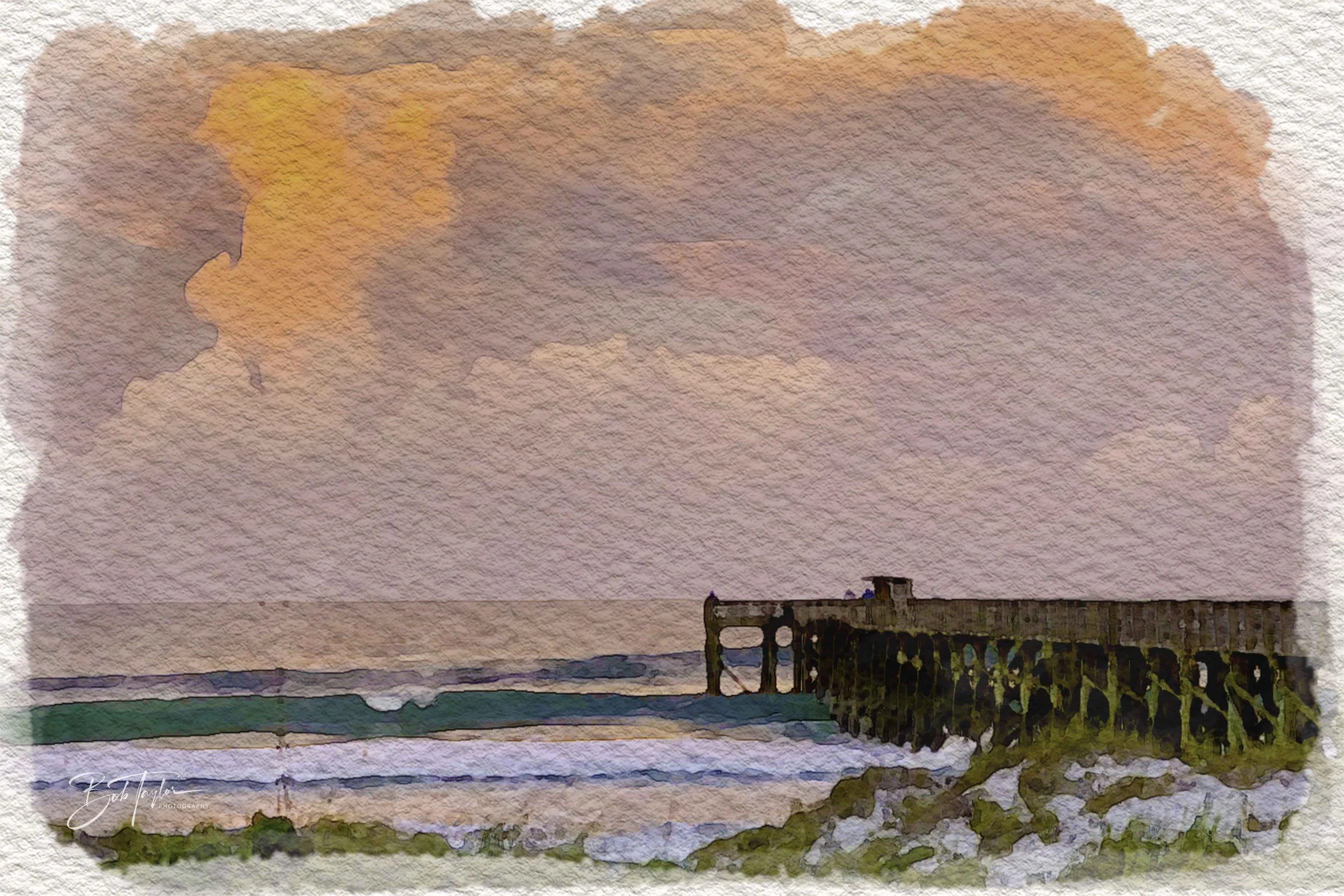 pier at st andrews state park at sunrise