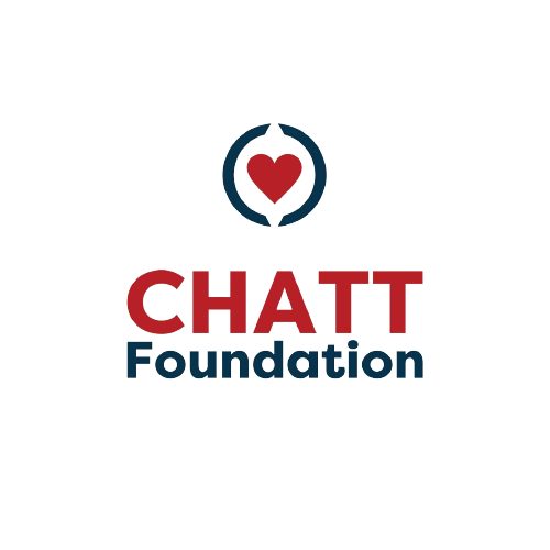 Logo of the Chatt Foundation with a heart symbol at the top and the foundation's name below in red and blue text.