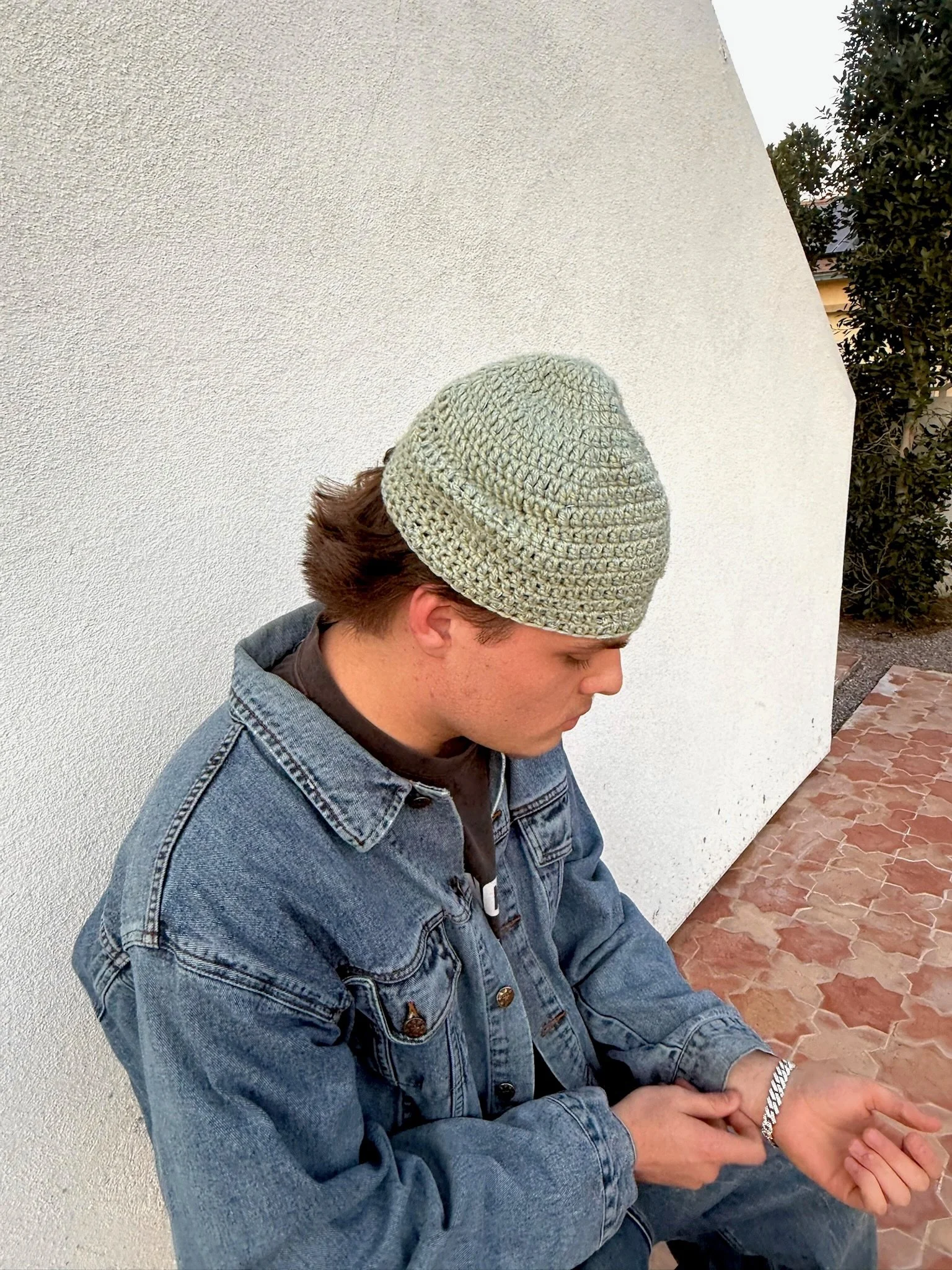 green with blue threaded