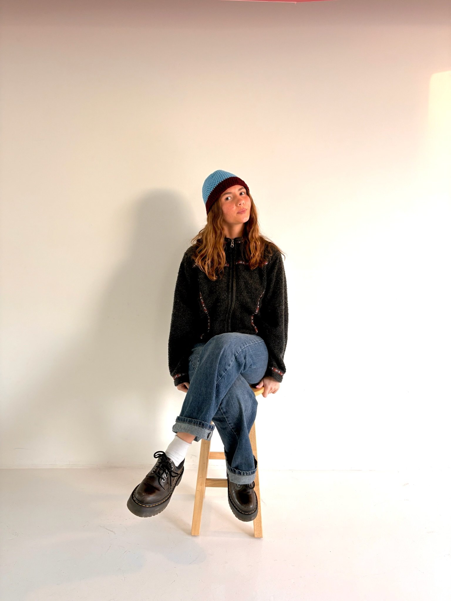 blue with dark red boarder