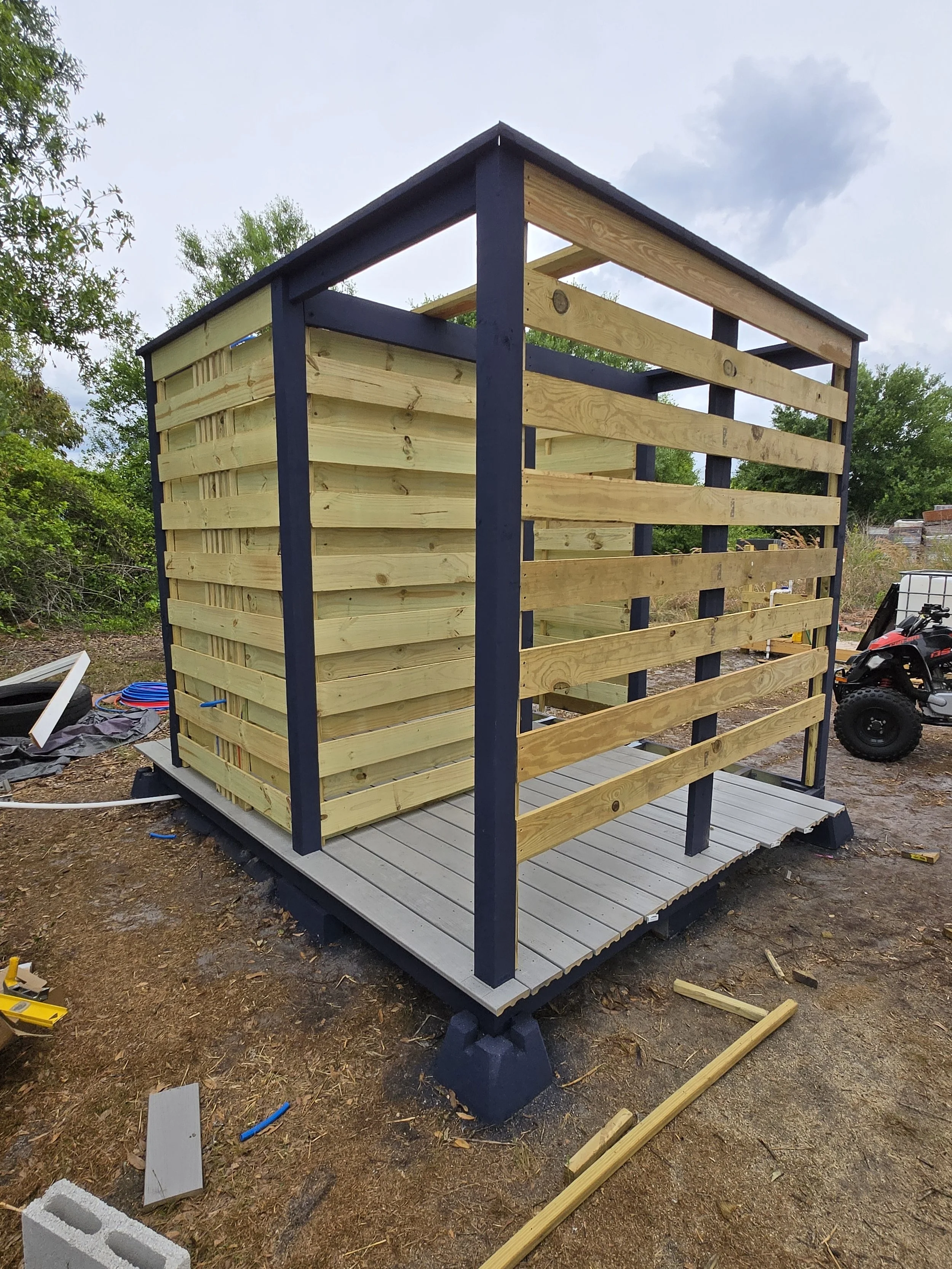 Off grid shower almost to completion.