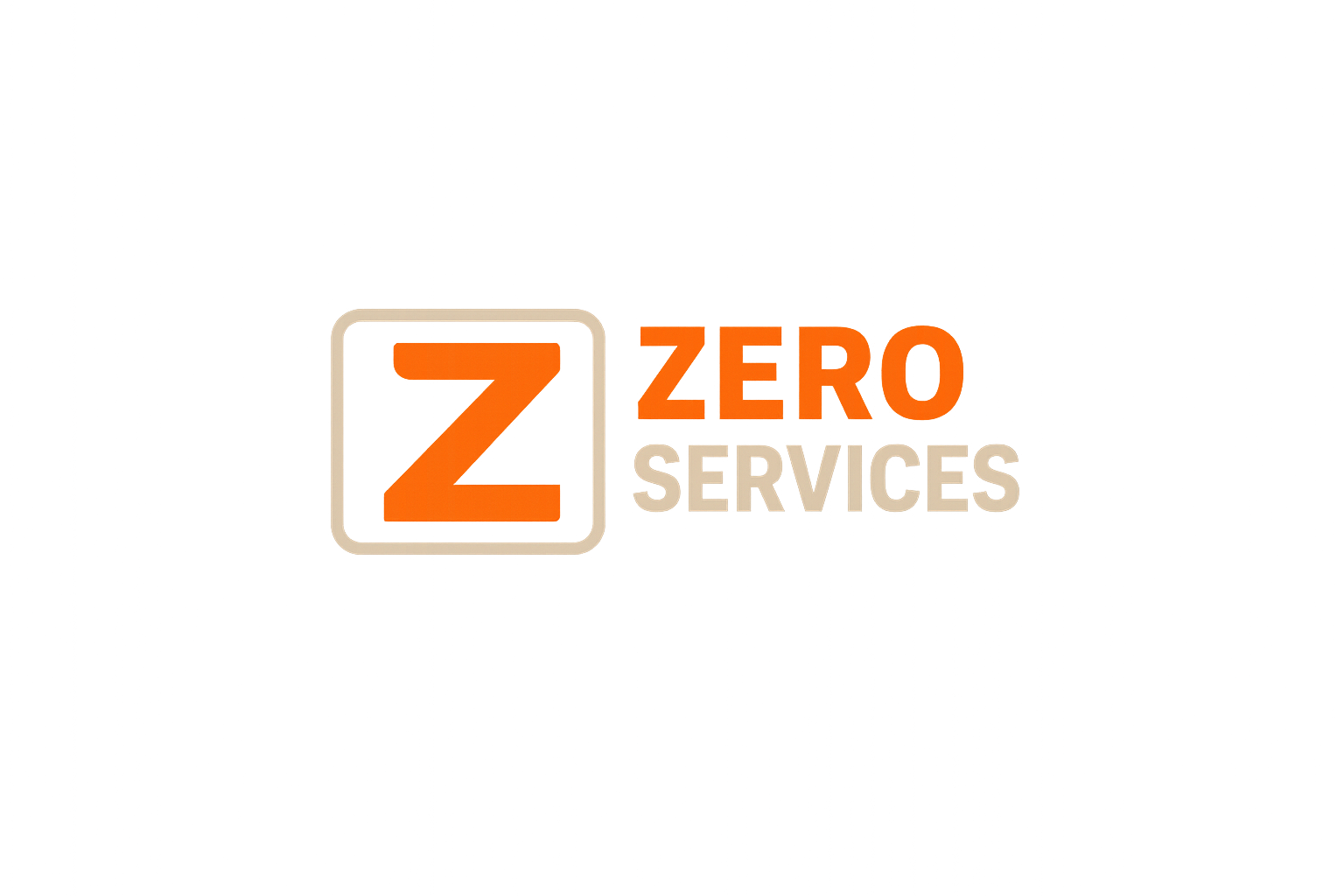 A colorful abstract background with the words 'ZERO SERVICES' prominently displayed in orange and light-colored text.