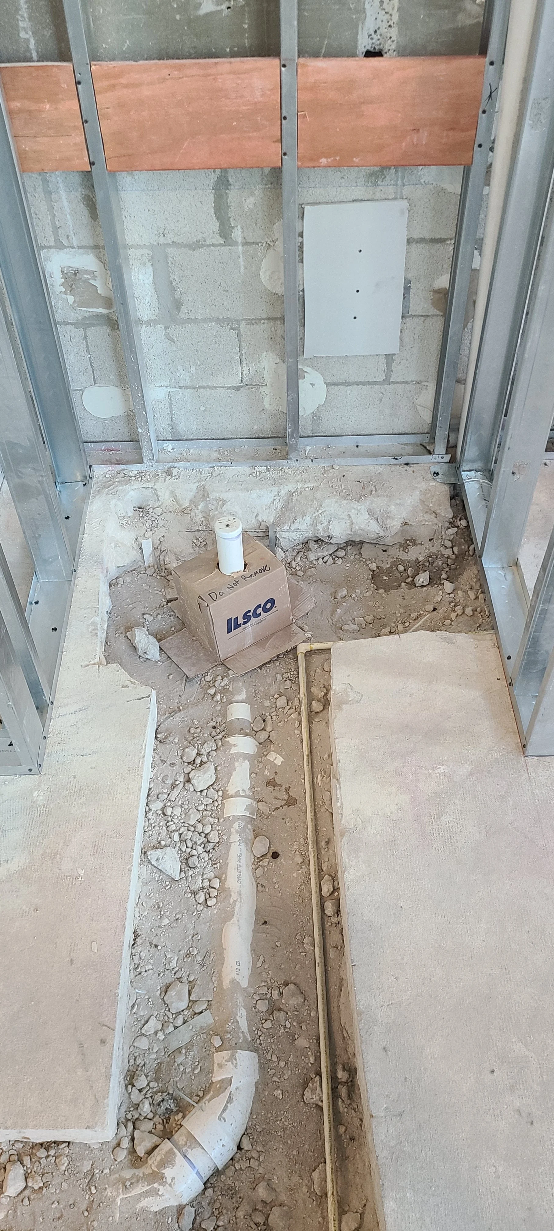 New underground piping for shower