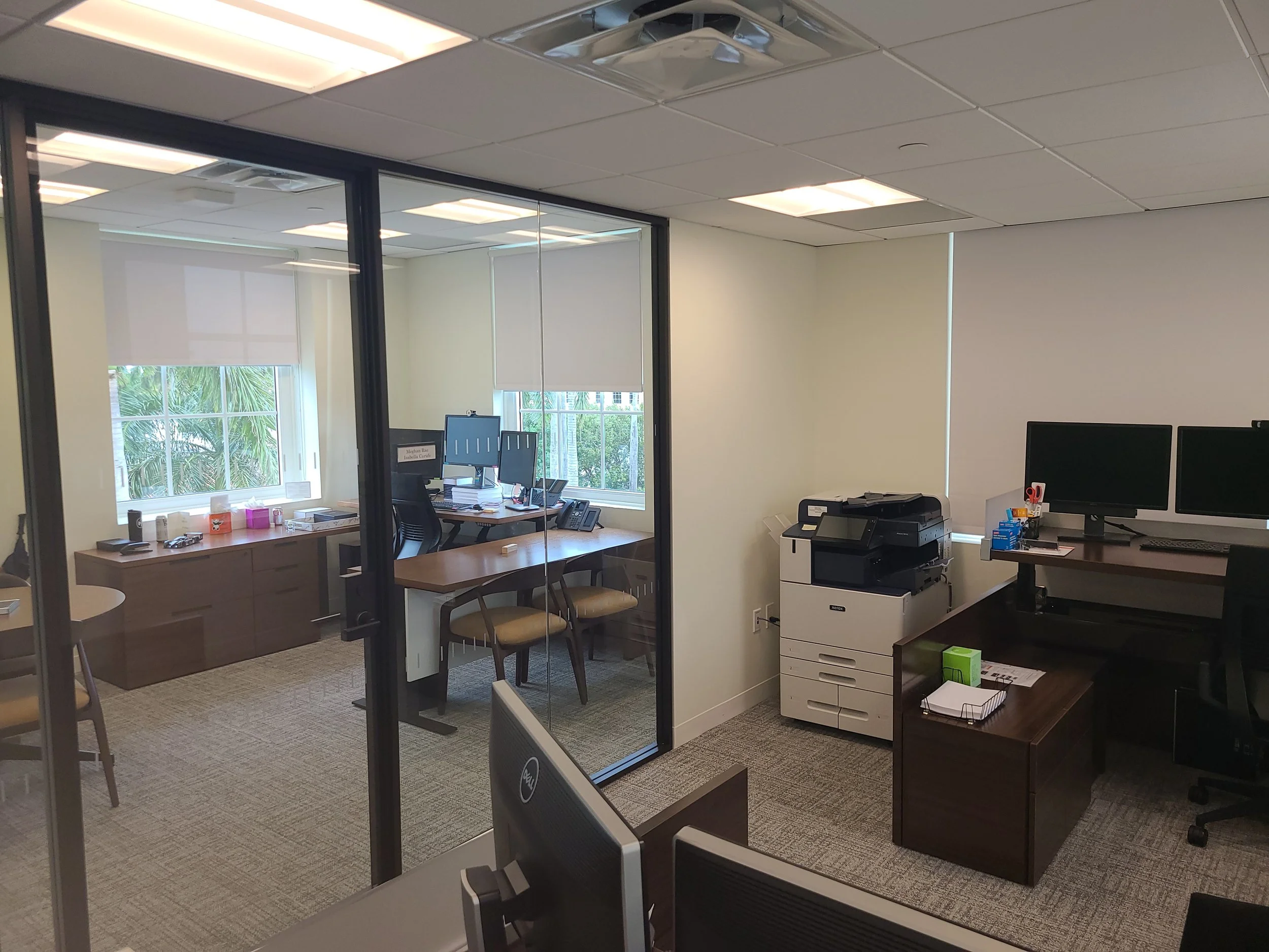 New office remodel with carpet, paint and glass fronts.