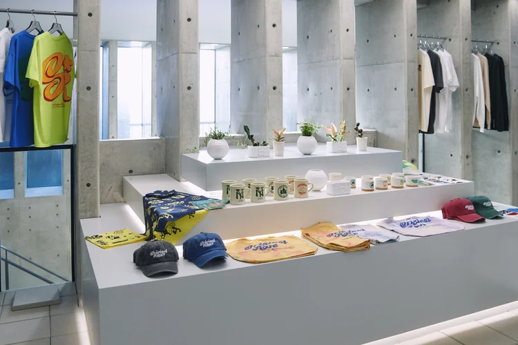 T-shirts, caps, and mugs from the Original Rose x Urban Research collection