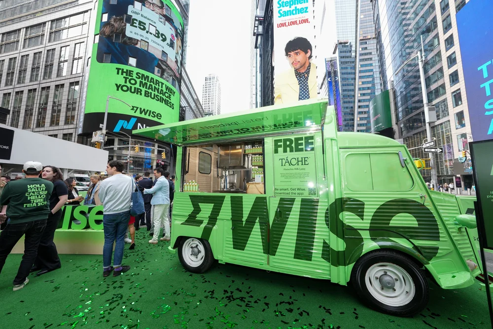 Heat press customization at the Wise IPO event in Times Square