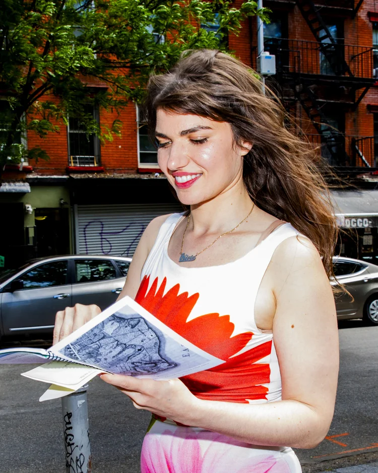 Reading a map of the park's tree canopy on the tour