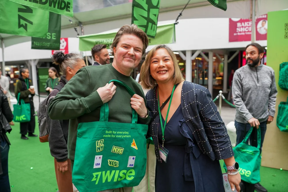 Guests at the Wise IPO celebration in Times Square