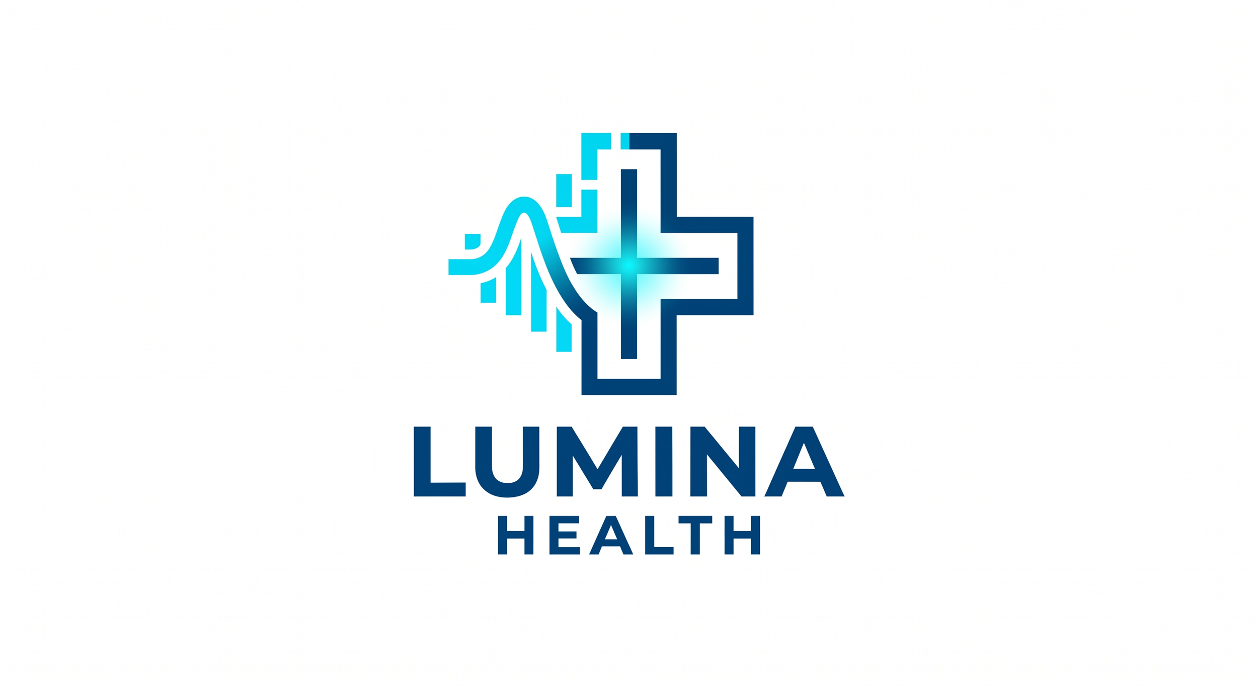 LUMINA HEALTH logo featuring a stylized medical cross with blue gradient and circuit-like lines