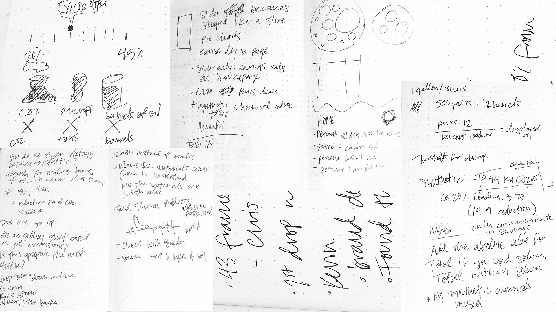 An image of various sketches by Leslie Bonzella