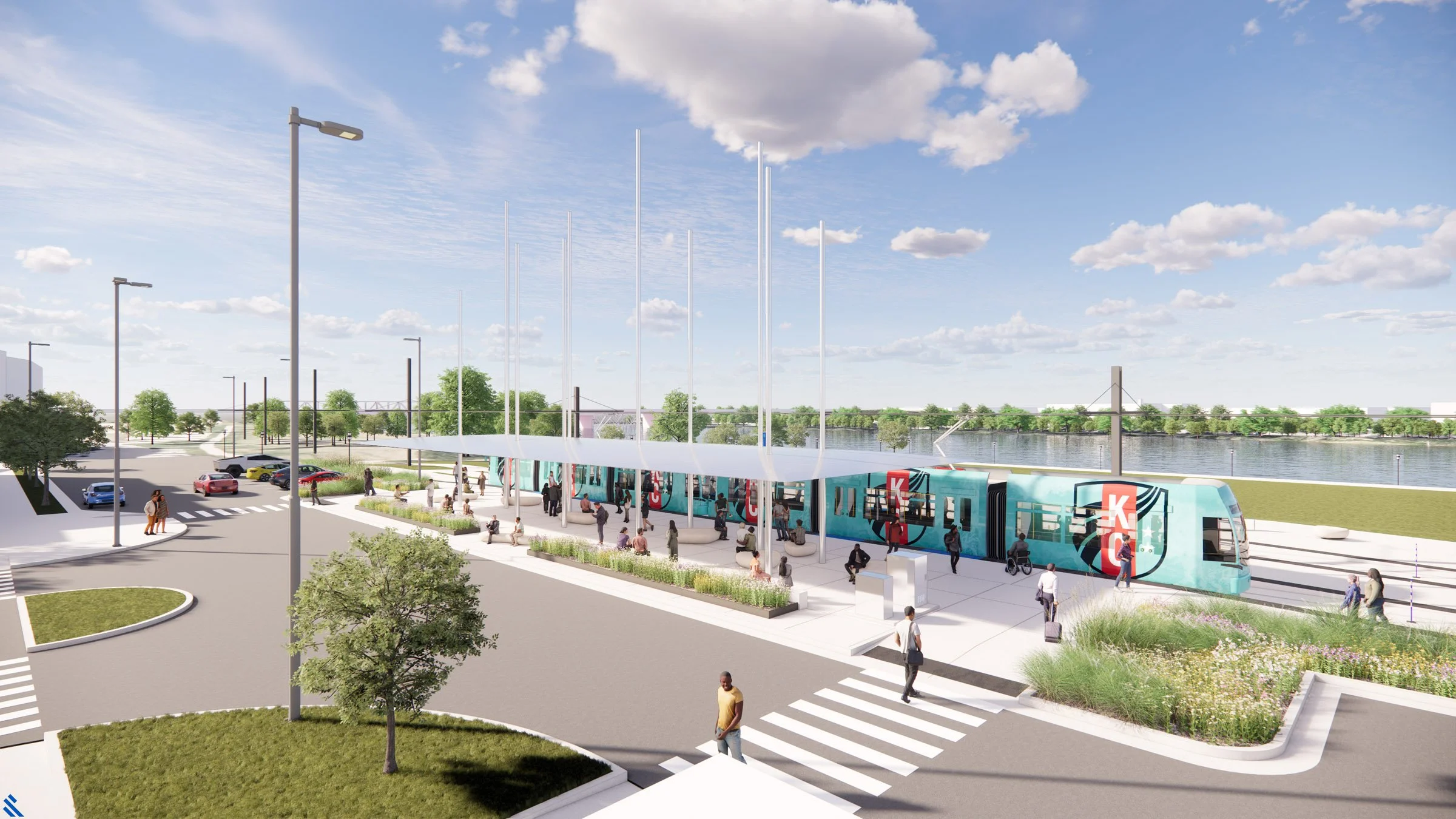 The new Streetcar station will connect Current Landing with downtown Kansas City