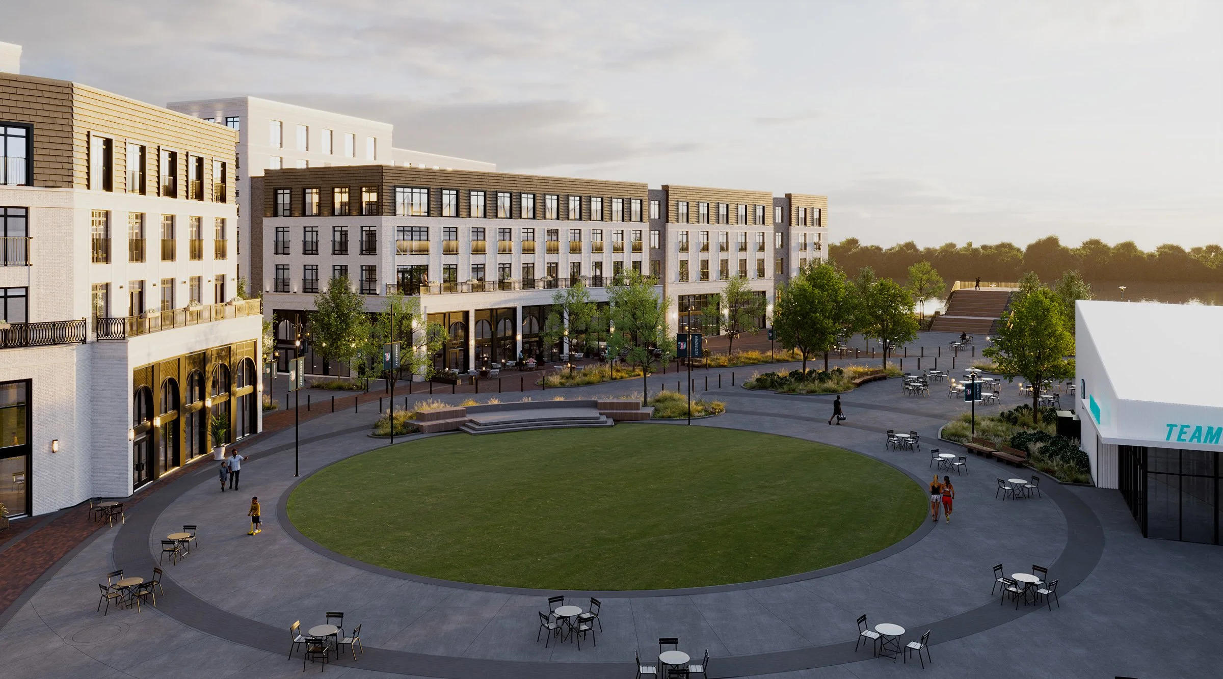 The District Lawn is a place to relax and unwind, and will also feature community events, watch parties and concerts