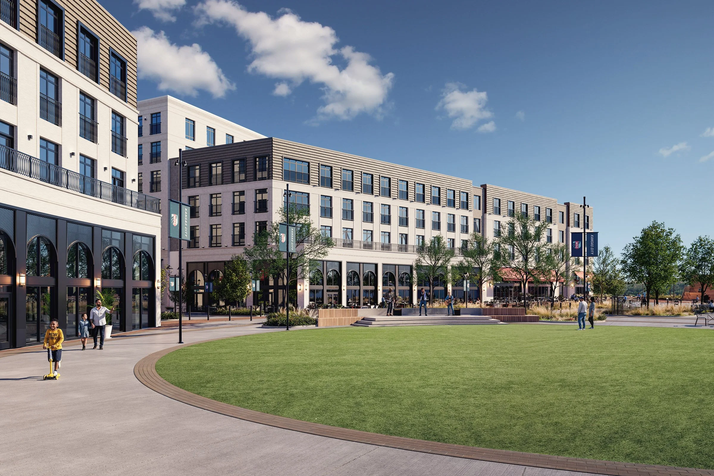 World-class architecture envelops the open spaces.