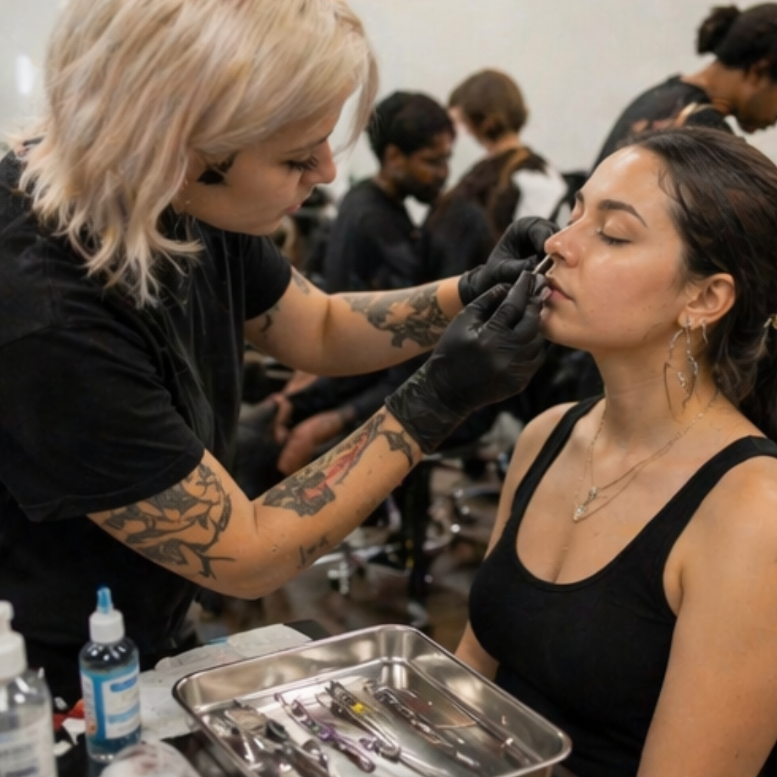 Body piercing class demonstration