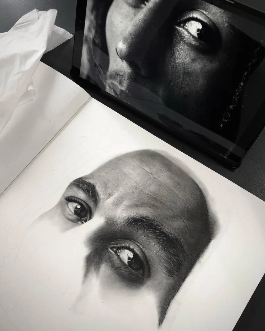 Art student learning drawing and shading techniques
