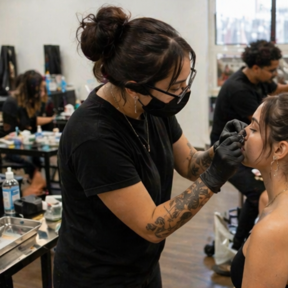 Hands-on piercing training student
