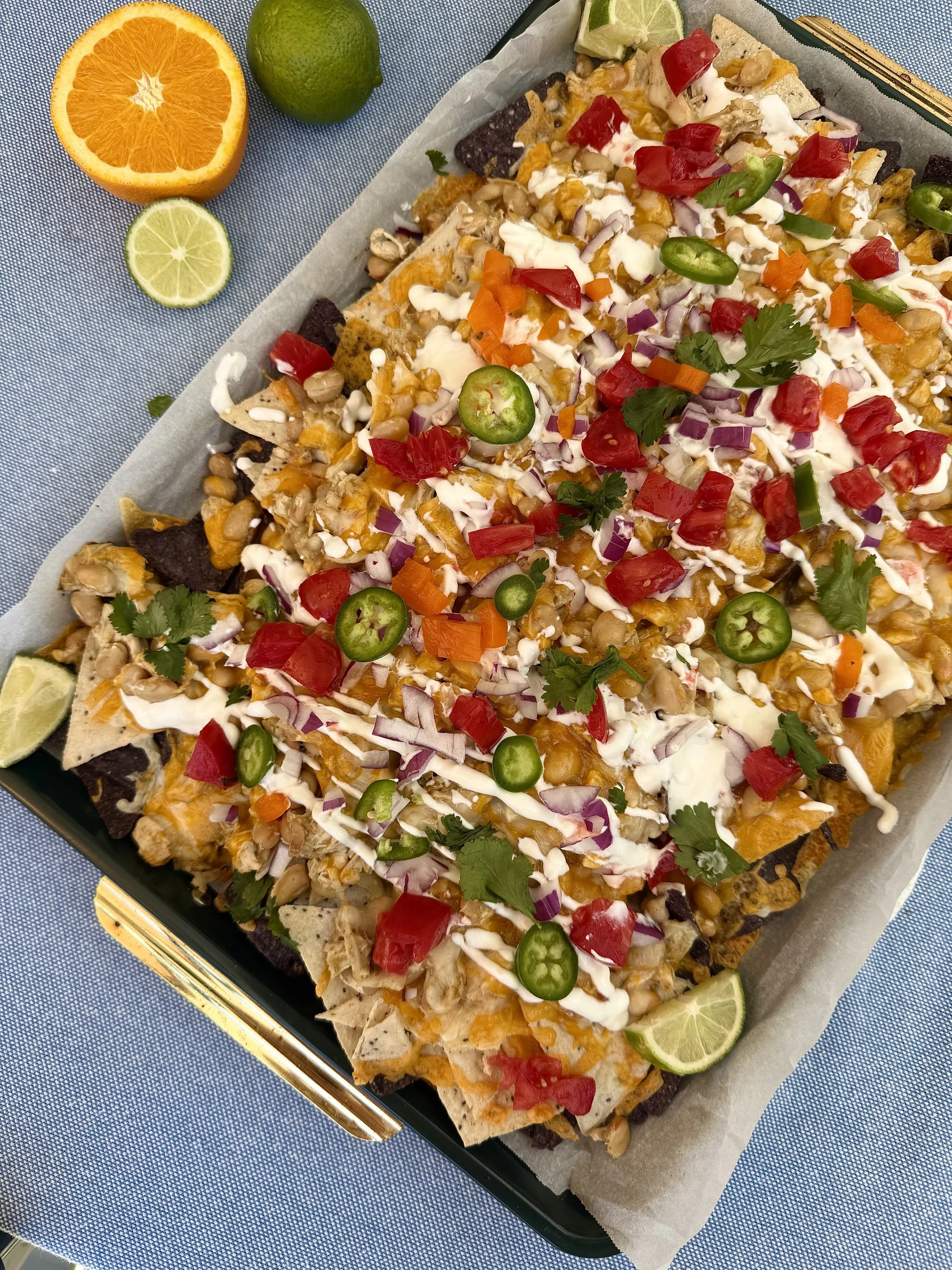 White Chicken Chili Nachos (Fully Loaded)