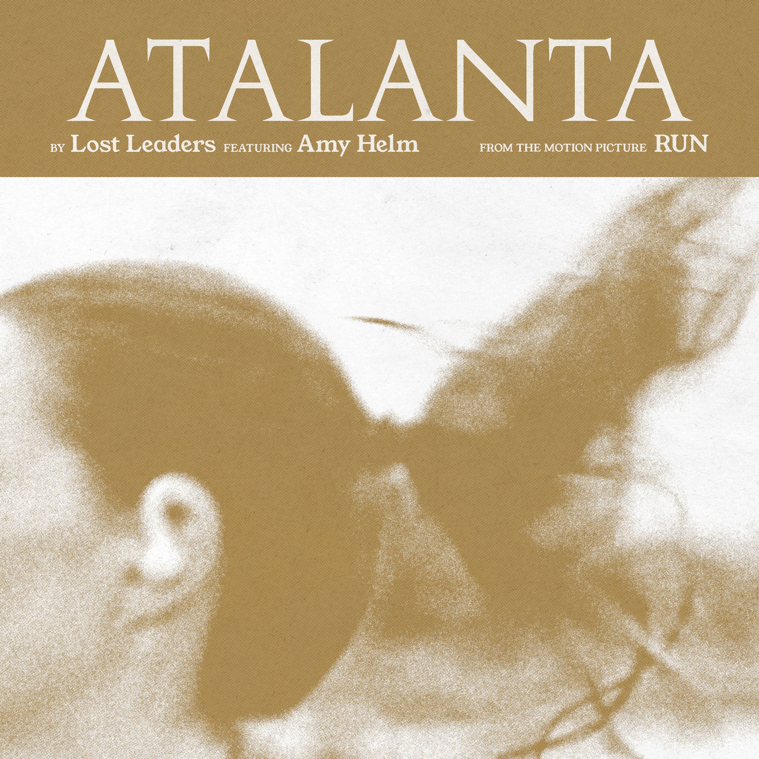 Poster for the movie 'Atalanta' featuring a close-up of a person's face with an insect-shaped butterfly mask covering the eyes