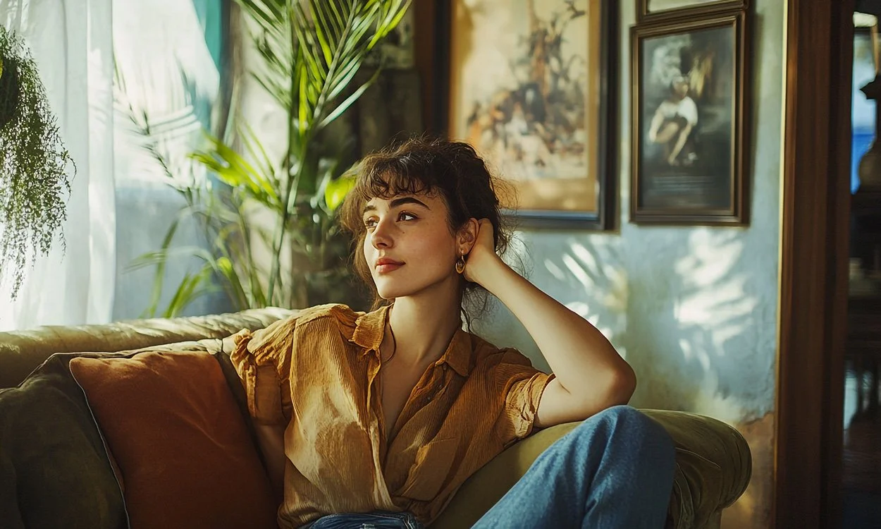 Woman in therapy session with Montreal psychotherapist in a warm welcoming office setting