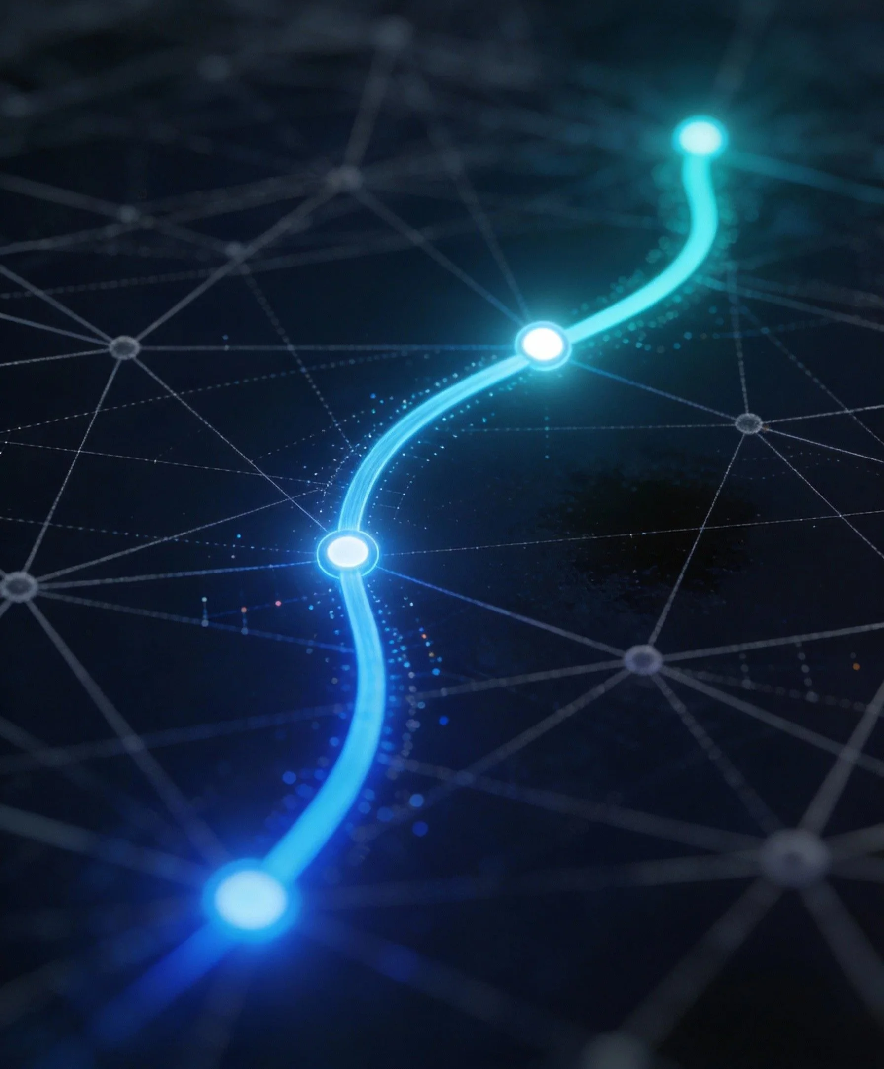 Cybersecurity consulting firm overview showing strategic advisory messaging alongside a digital network visualization representing clarity, insight, resilience, and secure connectivity.