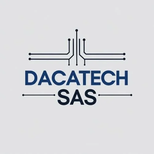 Logotipo de DACATECH SAS con diseño de circuito digital
