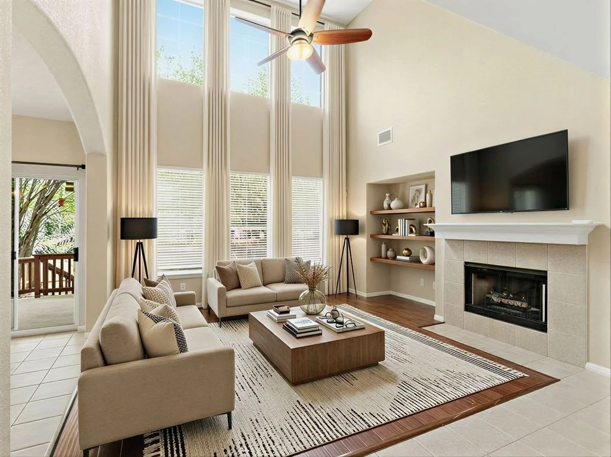 Living Room - Soaring Ceilings + Natural Light
