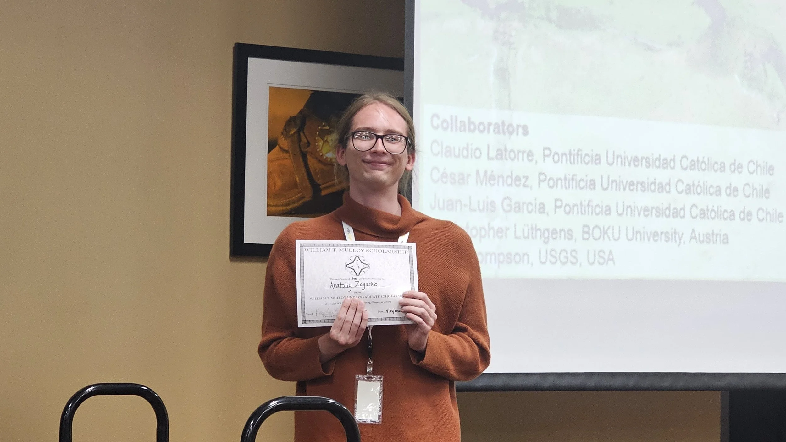 Anatoliy Zayarko, recipient of the William T. Mulloy Undergraduate Scholarship 