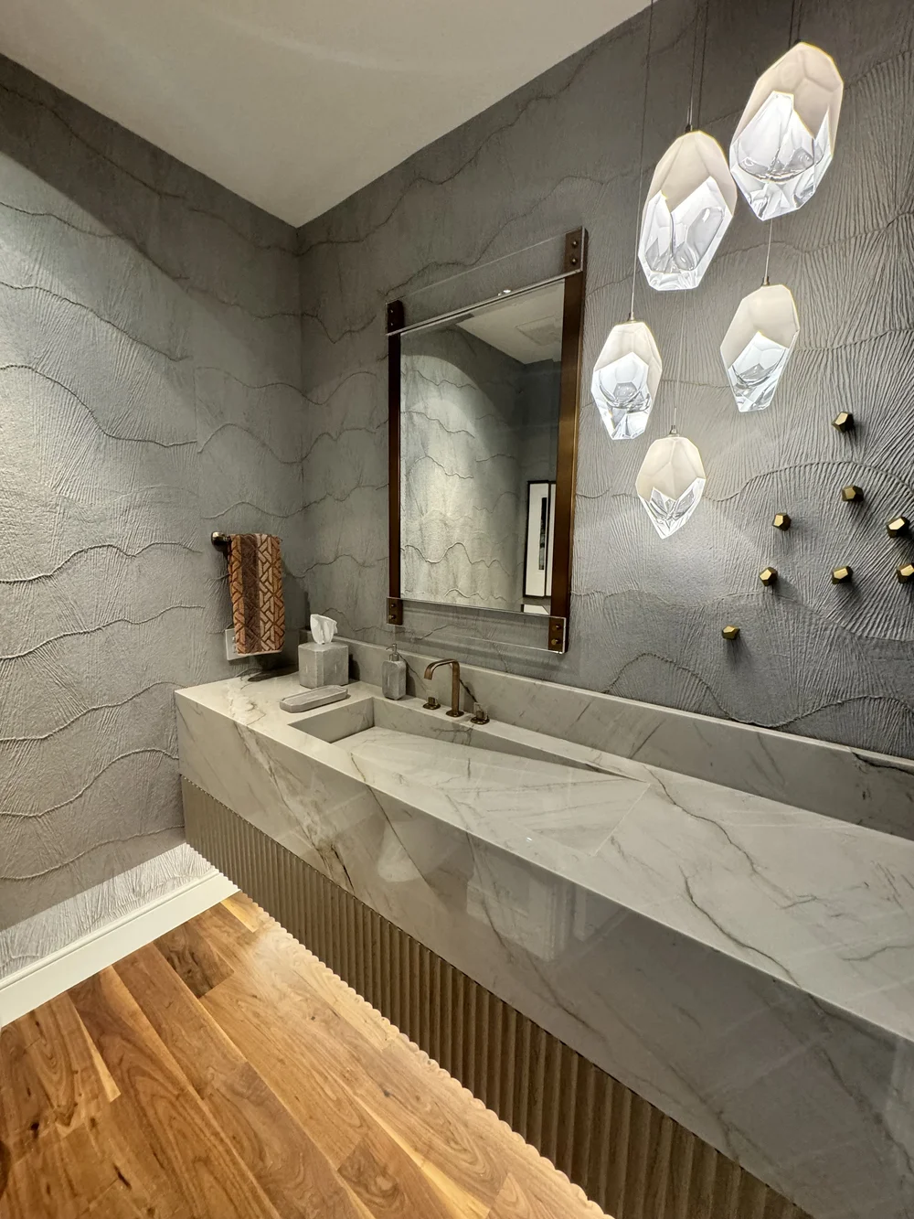 Abaca pulp wallcovering installation, downtown Austin
