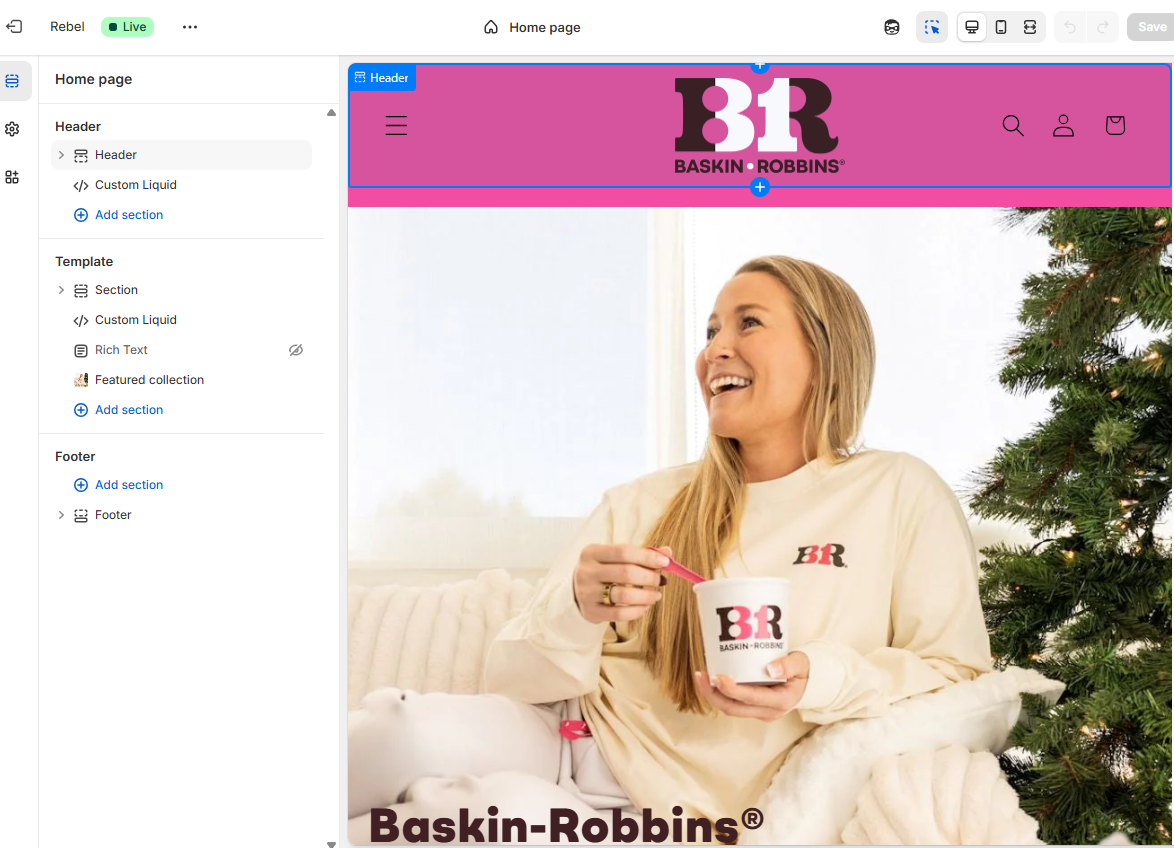 Custom order portal interface managing branded merchandise ordering and fulfillment workflows.