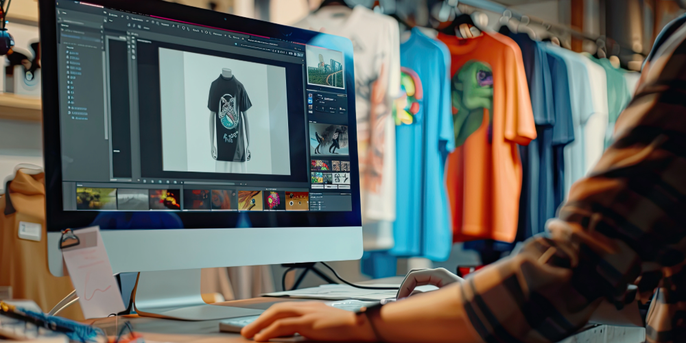 Branded merchandise design featuring logo-applied apparel and promotional products.